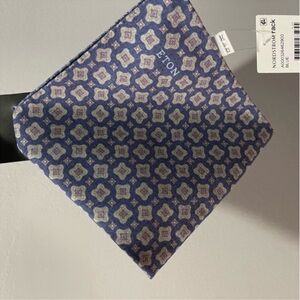 Eton Blue Patterned Pocket Square Sz OS
